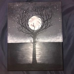 Full Moon acrylic painting on canvas